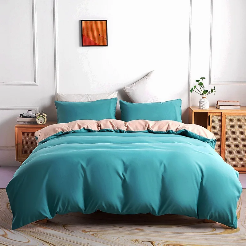 European-Style-100-Cotton-Bedding-Sets-Modern-Folded-3-Pieces-Solid-Color