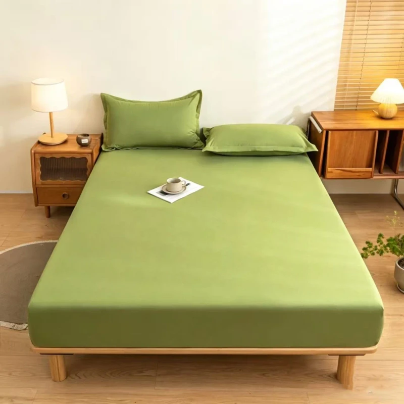 European-Style-1pcs-Long-Staple-Cotton-Eco-Friendly-200TC-Bed-Fitted-Sheet-Solid-Reactive-Printing-Waterproof-Flat-Folded