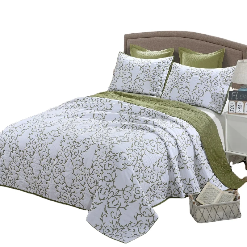 European-Style-Embroidery-Design-Stitching-300tc-Eco-Friendly-Cotton-3-Pieces-Sheets-Bedding-Set