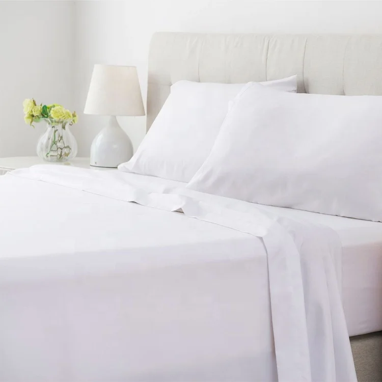 European-Style-Queen-4pcs-Plain-Bedsheets-Cotton-White-Comforter-Microfiber-Bedding-Sheet-Sets