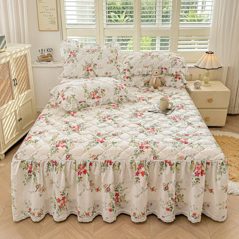 European-Style-Ruffled-Romantic-Spring-and-Summer-Flower-Printed-Bedding-Set-Quilt-Cover-King-Cotton-Bedsheets