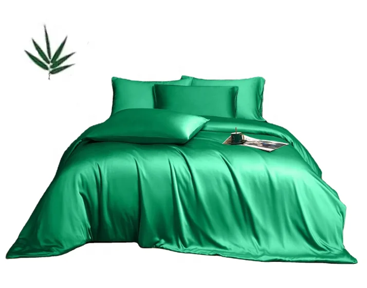 European-Style-Simple-Luxury-Bamboo-Fiber-Duvet-Cover-4-PCS-Bedding-Set-Light-Color-Solid-Cotton-Hotel-Hospital-Knitted-Home
