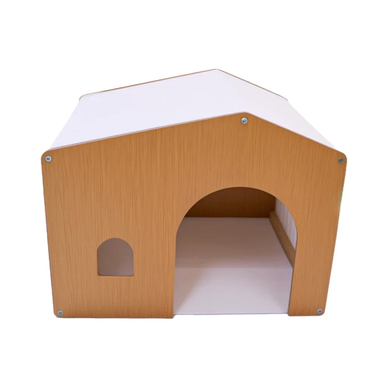 Extra-Large-Modern-Rectangle-Wooden-Cat-Bed-Cave-Fully-Enclosed-Breathable-Linen-Removable-Washable