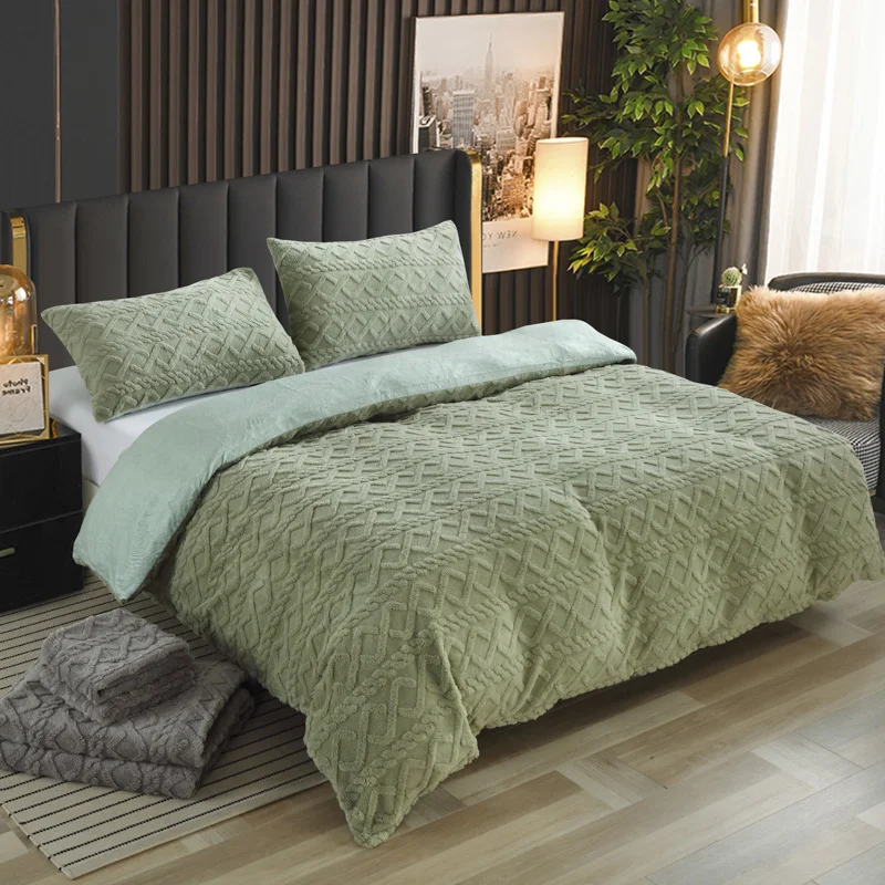FY-Luxury-Recycled-Polyester-Bedding-Set-High-Quality-Camel-Woolen-Jacquard-Solid-Pattern-Woven-Style-for-Adults-and-Kids