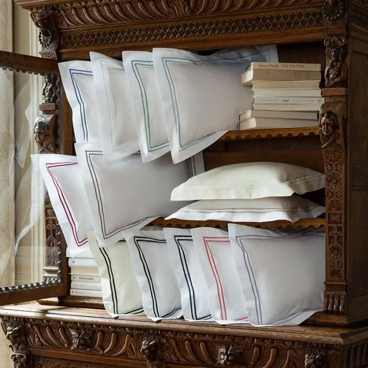 Fabric-Hotel-Home-Comfortable-Soft-100-Cotton-Pillowcase-White-Bedding-Set