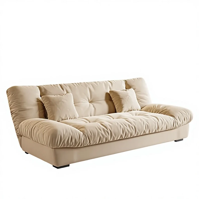 Fabric-Sofa-Bed-Foldable-Dual-use-Living-Room-Small-Apartment-French-Style-Three-seater-Straight-Cream-Style