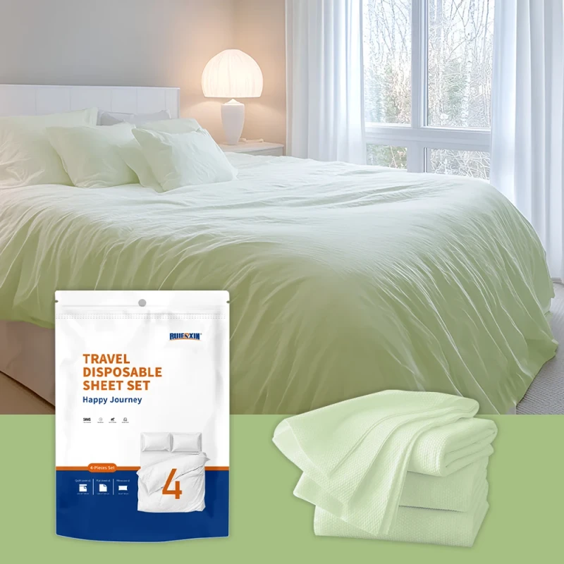 Factory-4-in-1-Folded-Non-Woven-Travel-Bedding-Set-Disposable-Coverlets-Bedspreads-for-Home-Hotel-Hospital-Use