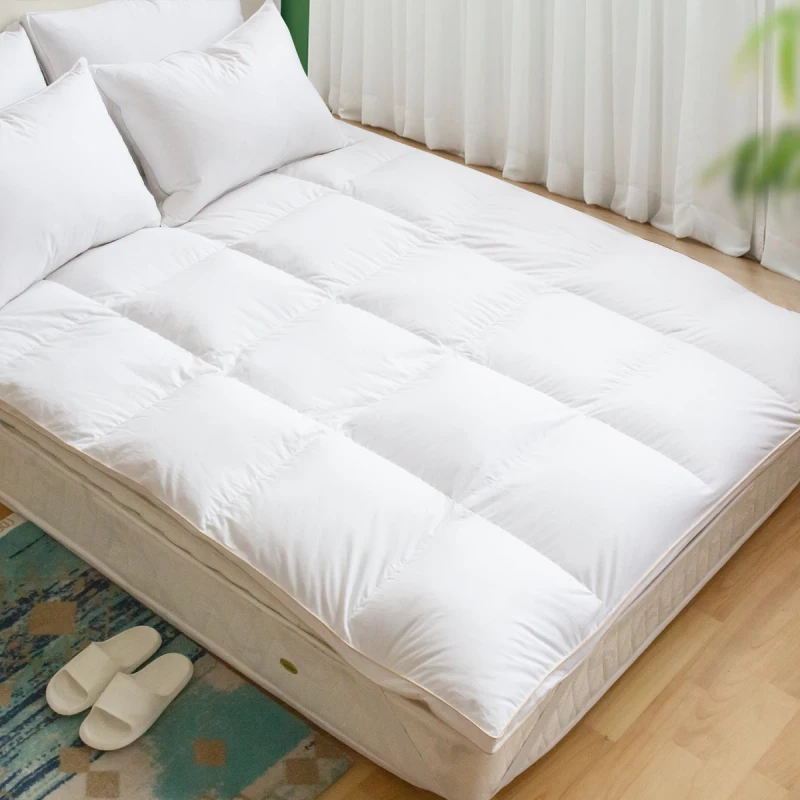 Factory-Cotton-Microfiber-Polyester-Thick-Mattress-Topper-Custom-Size-Features-Massage-Therapy-Folded-Polyester-Fiber