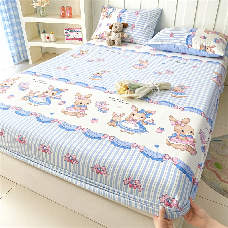 Factory-Custom-100-Cotton-Printed-Single-Bedspread-with-High-Elastic-Band-Design-Mattress-Protector-Bedding-Fitted-Sheet