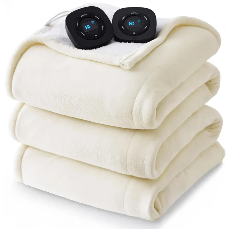 Factory-Custom-Color-Washable-Flannel-Sherpa-Fleece-Soft-Throw-Heated-Heating-Electric-Blanket-for-Winter-With-5-Heat-Settings