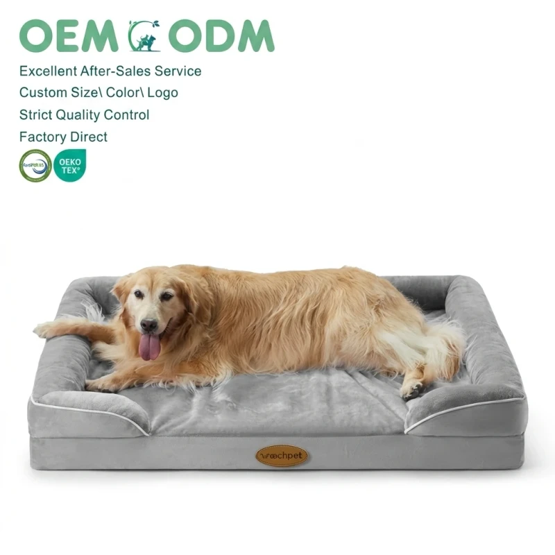 Factory-Custom-High-Quality-Grey-Rectangle-Breathable-Orthopedic-and-Memory-Foam-Pet-Dog-Bed-square-Bulk-Beds