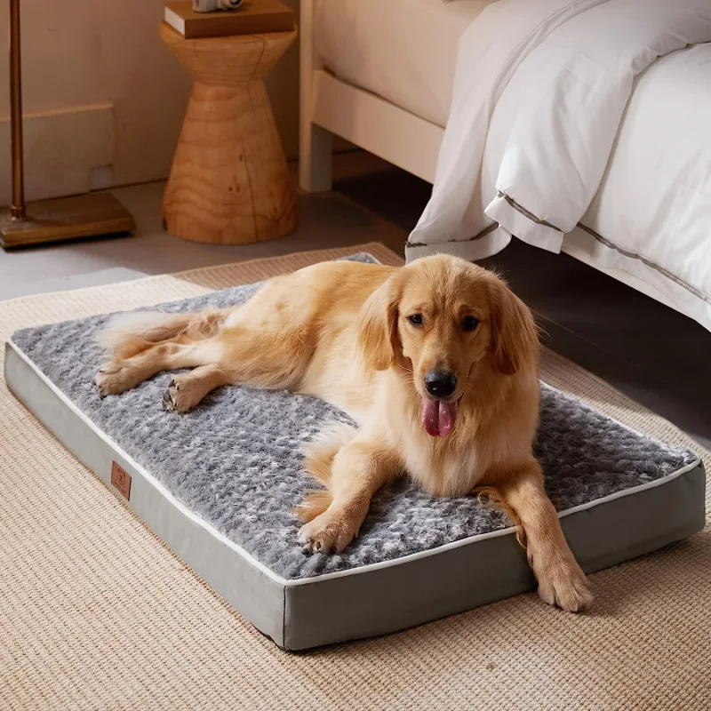 Factory-Custom-High-Quality-Solid-Modern-Rectangle-Breathable-Orthopedic-Memory-Foam-Linen-Pet-Dog-Mattress-Small-Animals-Carton