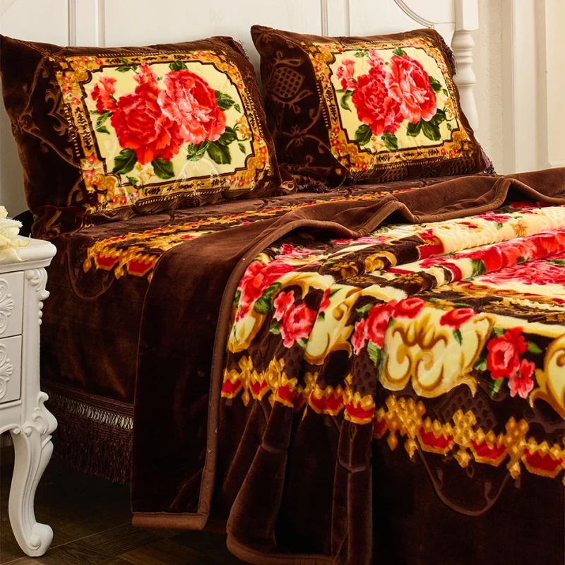 Factory-Custom-Name-Warm-Korean-Style-Blanket-Throw-Winter-Print-Mink-Blanket-Double-Bed-Size-4PCS-Set