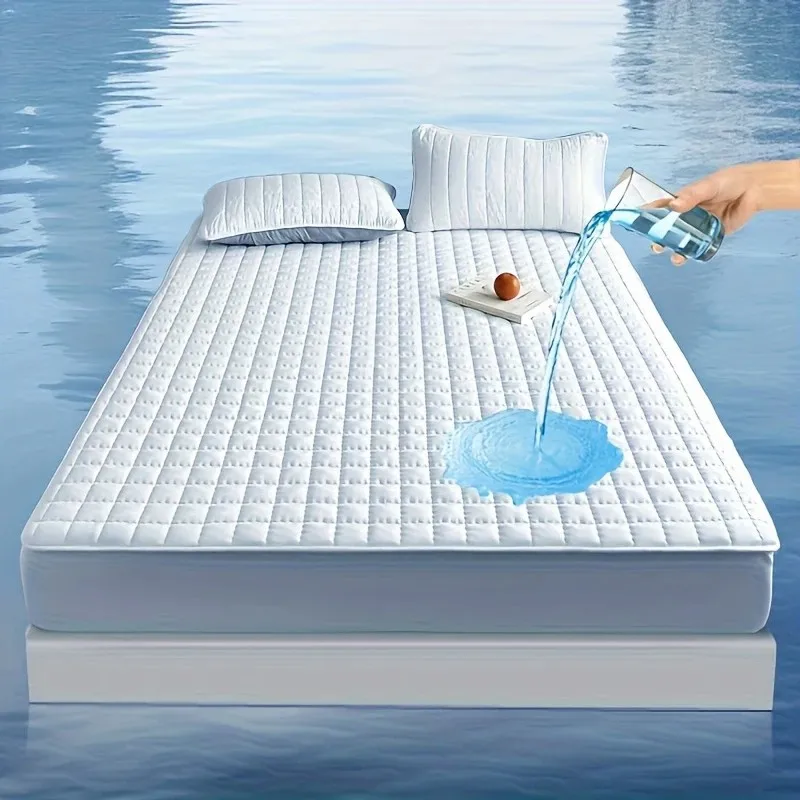 Factory-Custom-Waterproof-Bed-Protection-Pad-Plain-Style-All-Season-Durable-Soft-Breathable-Design-Easy-Care-Protection