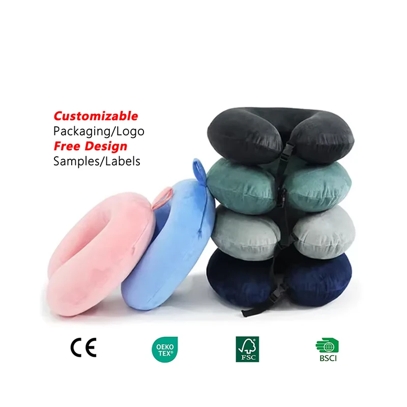 Factory-Customization-Portable-Memory-Foam-U-shape-Airplane-Skin-Friendly-Breathable-Neck-Warp-Support-Travel-Pillow