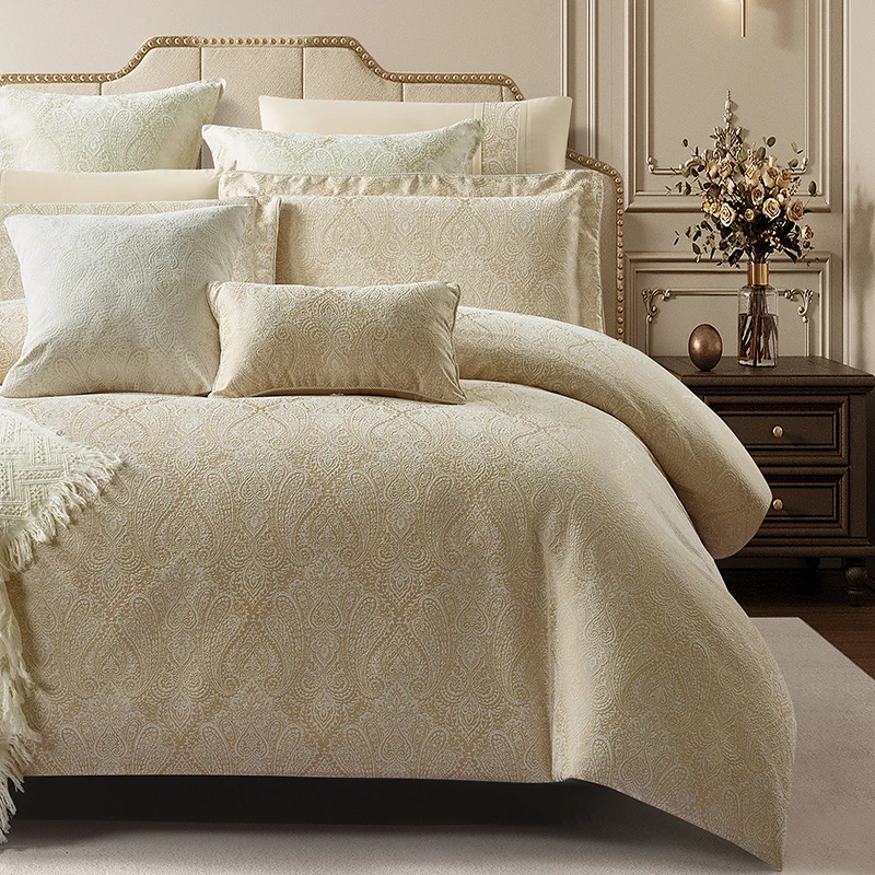 Factory-Customized-8pcs-Vintage-Woven-Eco-Friendly-Luxury-Jacquard-Twill-Polyester-200TC-Home-Comforter-Set