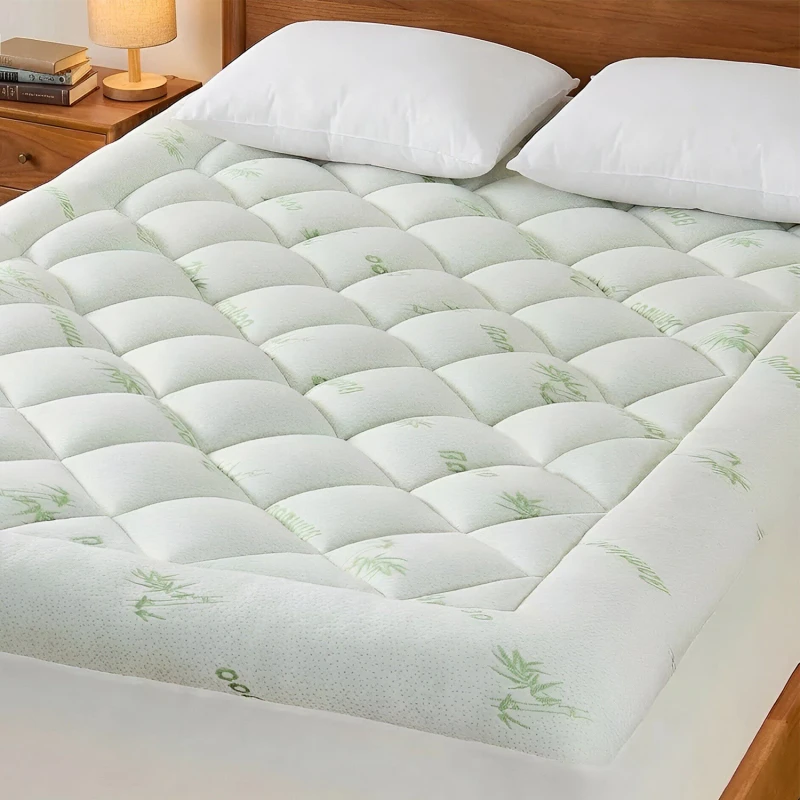 Factory-Customized-Bamboo-Queen-Mattress-Topper-With-Deep-Pocket-Fits-8-20-Inches-Mattress-Machine-Washable