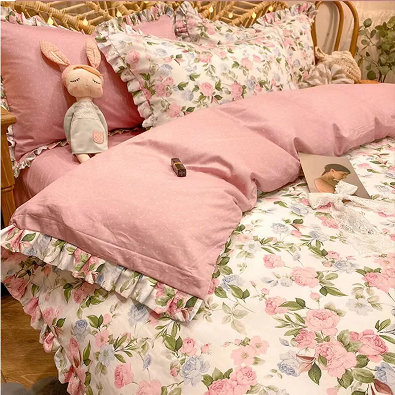 Factory-Customized-Flower-Printing-Bedroom-Sheets-Bedding-Set-100-Cotton