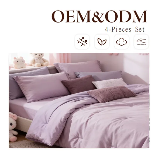 Factory-Direct-4Piece-Comforter-Set-with-2-Pillows-Geometric-Pattern-Bedding-Supply