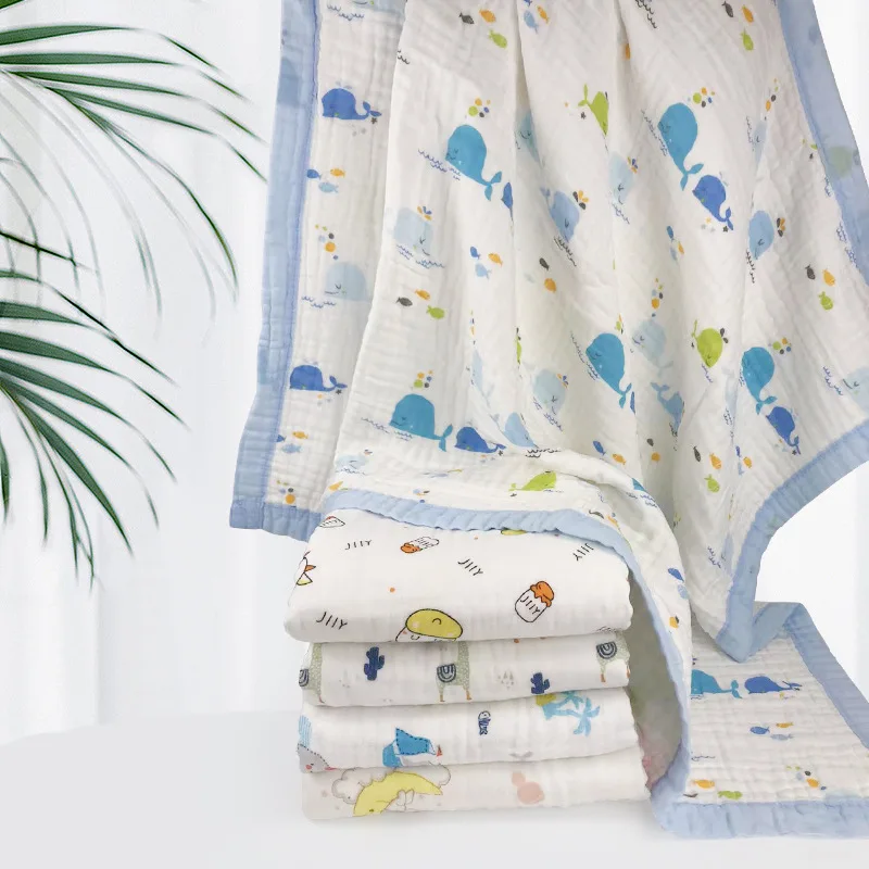 Factory-Direct-Bubble-Yarn-Six-Layer-Thickened-Soft-Combed-Cotton-Baby-Towel-Blanket-with-Animal-Print-for-Bathroom-Use