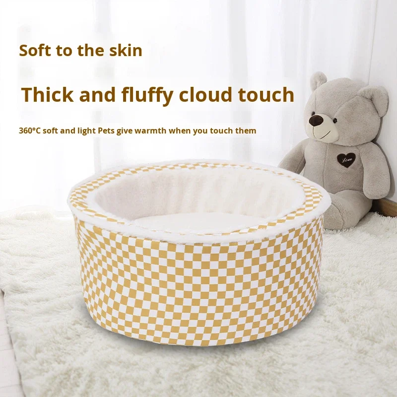 Factory-Direct-Eco-friendly-Square-Classic-Solid-Linen-Dog-Bed-Winter-Warm-Removable-and-Washable