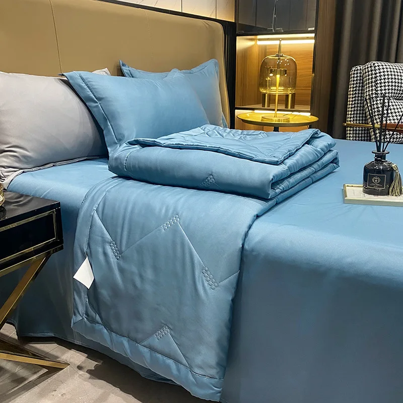Factory-Direct-Home-Hotel-Washed-Silk-Summer-Bed-Quilt-4-Piece-Solid-Sheet-Quilt-Pillowcase-Comforter-Air-Conditioner-Quilt