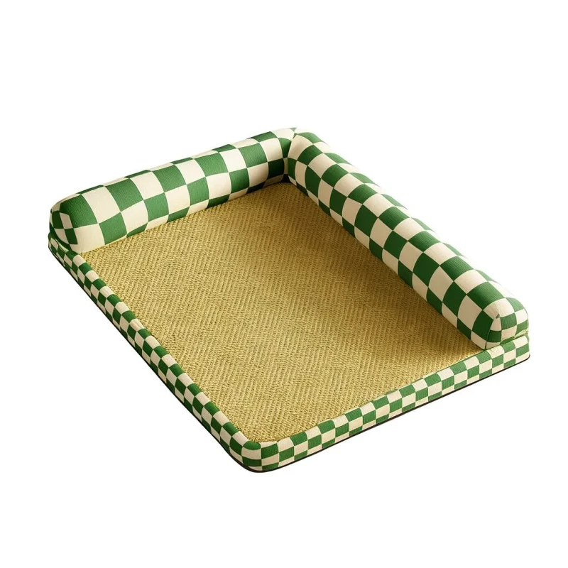 Factory-Direct-Linen-Pet-Mattress-Lightweight-L-Bolster-Design-Removable-Cover-Anti-Scratch-Fabric-Washable-Rectangle-Shape
