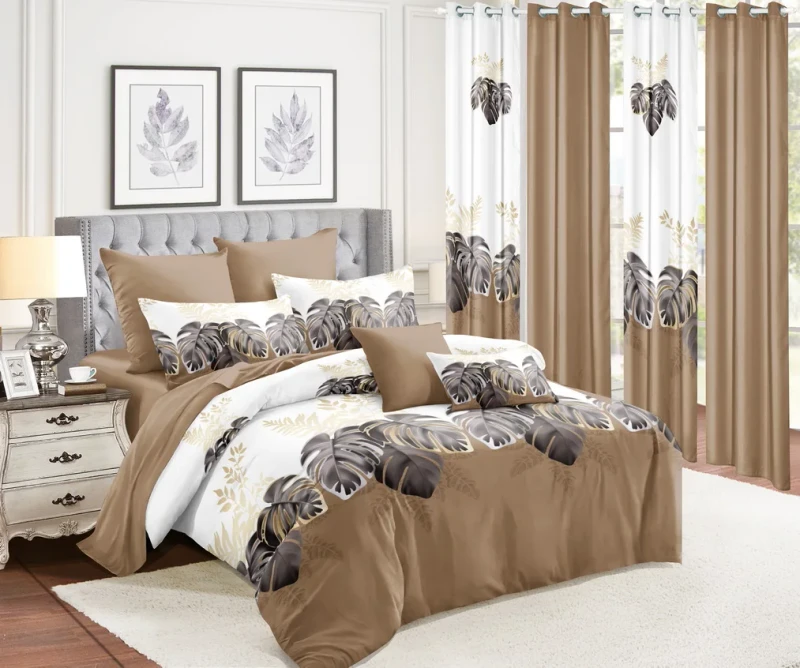 Factory-Direct-Microfiber-6-Piece-Adult-Bedding-Set-with-Fitted-Sheet-Flat-Sheet-Curtain-Design-200TC-All-Season-Home-Use