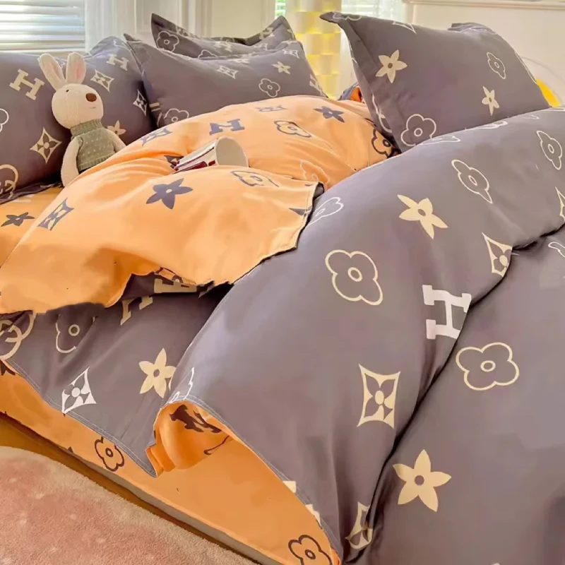 Factory-Direct-Sale-Brown-Letter-Bedding-Set-Custom-Duvet-Covers-Sheets-and-Pillowcase-Soft-Comfortable-Kids-Bedding-Set