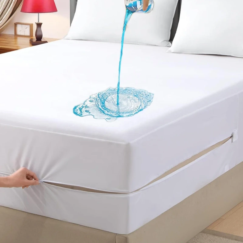 Factory-Direct-Sale-Deep-Pocket-Washable-Mattress-Cover-Waterproof-Zippered-Mattress-Encasement