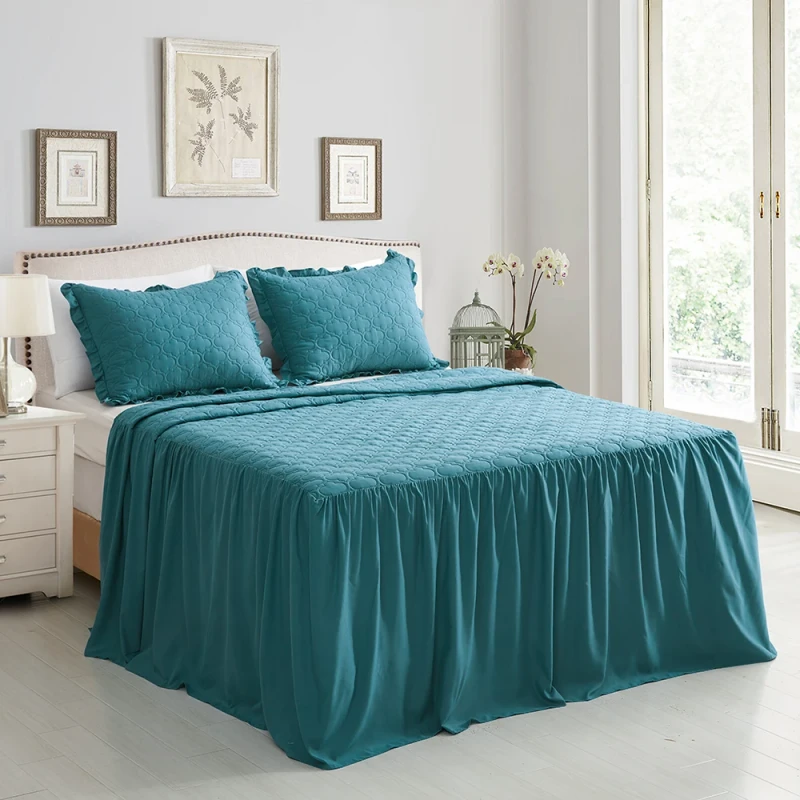 Factory-Direct-Supply-OEKO-TEX-Southern-Style-Striped-Bed-Skirt-Anti-microbial-Dustproof-Durable-and-Quick-Dry-Microfiber
