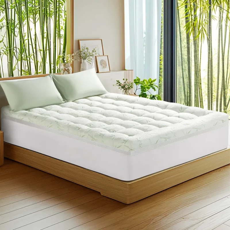 Factory-Direct-Twin-Size-600gsm-Filling-Memory-Cooling-Portable-Quilted-Mattress-Topper-Bamboo-Fiber-Thickened-Soft-Mattress-Pad