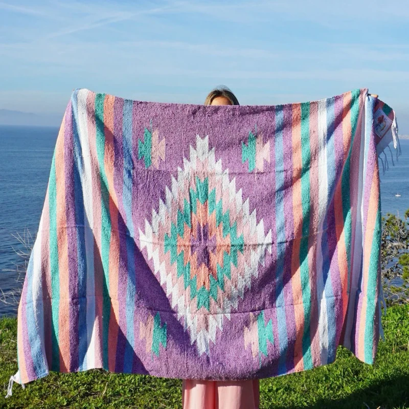 Factory-Directly-Blanket-Supplier-Bohemian-Woven-Mexican-Blanket-Travel-Picnic-Camping-Blanket