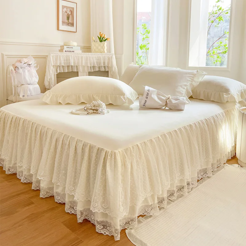 Factory-French-Brushed-Lace-Printed-Bed-Skirts-Washable-Cotton-Bedspreads-200TC-Modern-Minimalist-Series-Sheets