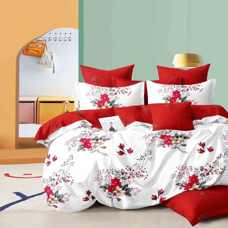 Factory-Manufacture-Modern-Style-Digital-Printed-100-Polyester-Bedding-Sets-4PCS-Duvet-Cover-Zipper-Bedding-Set-Flowers-Style