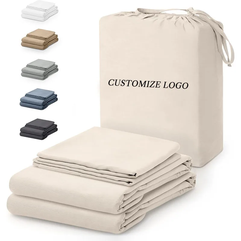 Factory-OEM-ODM-Bamboo-Bed-Sheets-Sets-4-Pieces-Bamboo-Bedding-Set-Organic-Bamboo-Fitted-Bed-Sheet-Set-for-Summer