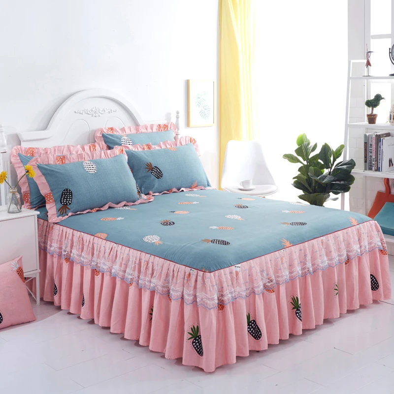 Factory-Price-Luxury-Floral-Printed-Bed-Sheets-Set-Bedding-Set-Home-Bed-Skirt-Set