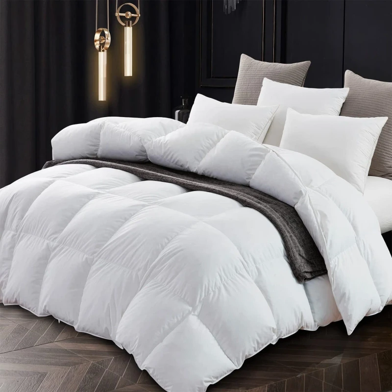 Factory-Supply-White-Duck-Down-Feather-Duvet-RDS-Certified-Goose-Down-Comforter-750-Filling-Power-with-Customized-Cover