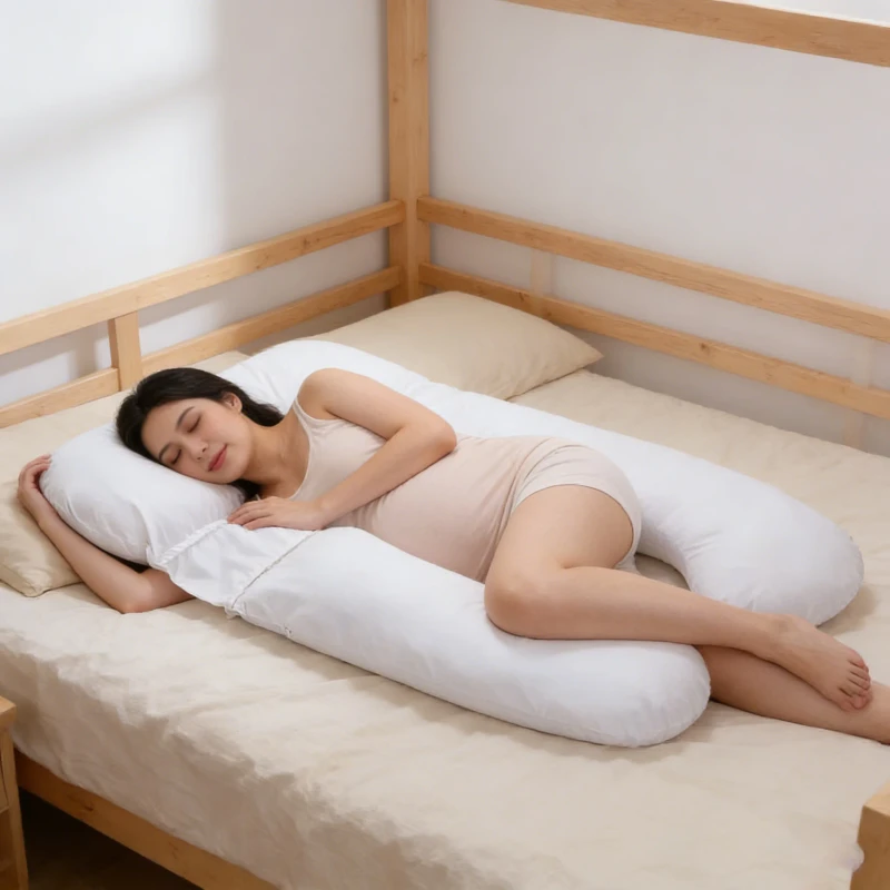 Factory-U-Shaped-Pregnancy-Pillow-Full-Body-Maternity-Pillow-for-Sleeping-with-Removable-Cover-White