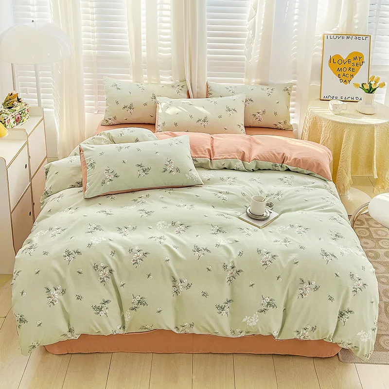 Fall-Winter-Modern-300tc-Thread-Count-Customizable-Comforter-Set-Warm-Tone-Printed-4-Piece-All-Cotton-Bedding