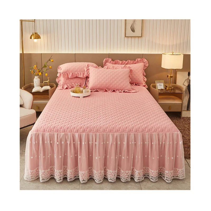 Fashion-Princess-Style-Comfortable-Pink-Thickened-Non-slip-Bedspread-Luxury-Bedding-Sets-Sheet-Bed-Skirts