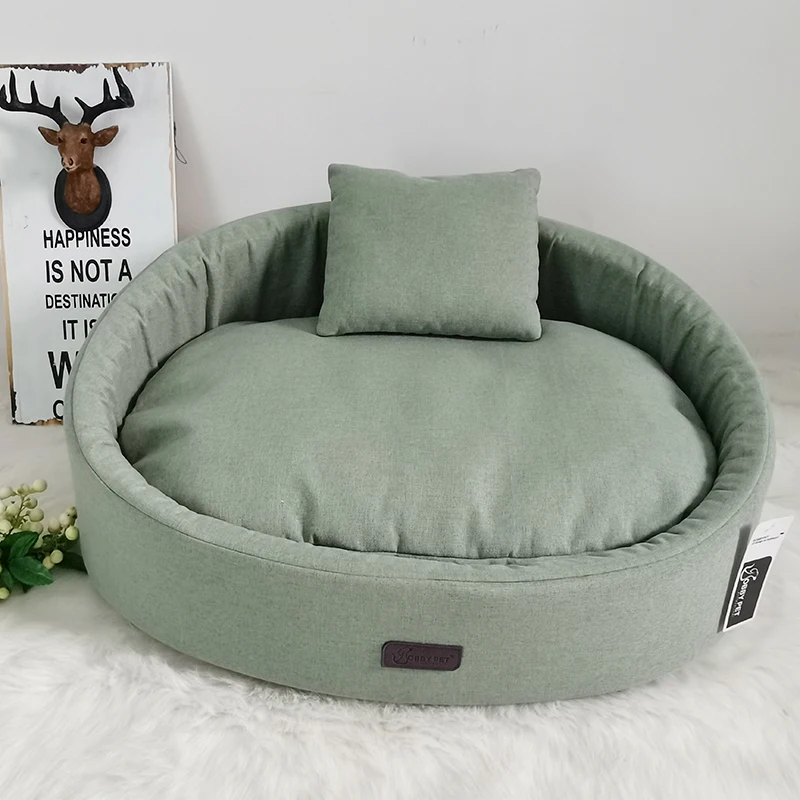 Fashionable-Dog-and-Cat-Bed-in-Oval-Shape-Faux-Linen-Fiber-to-Pet-Cat-Beds