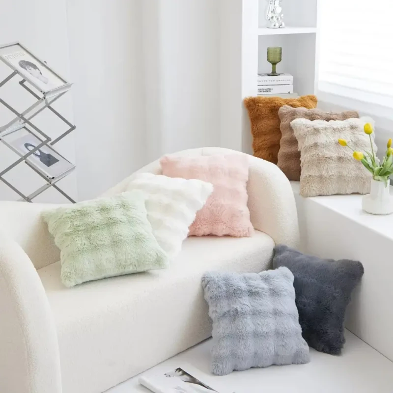Faux-Rabbit-Fur-Throw-Pillow-100-Polyester-Washable-Customizable-Love-Cushion-for-Bedside-Sofa-Decor