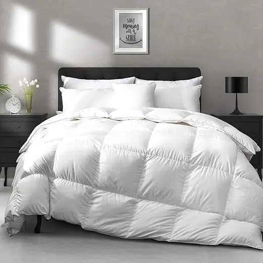 Feather-Down-Comforter-Queen-Size-White-Down-Duvet-Insert-Ultra-Soft-100-Cotton-Cover-Fluffy-Queen-Comforter-for-All-Season