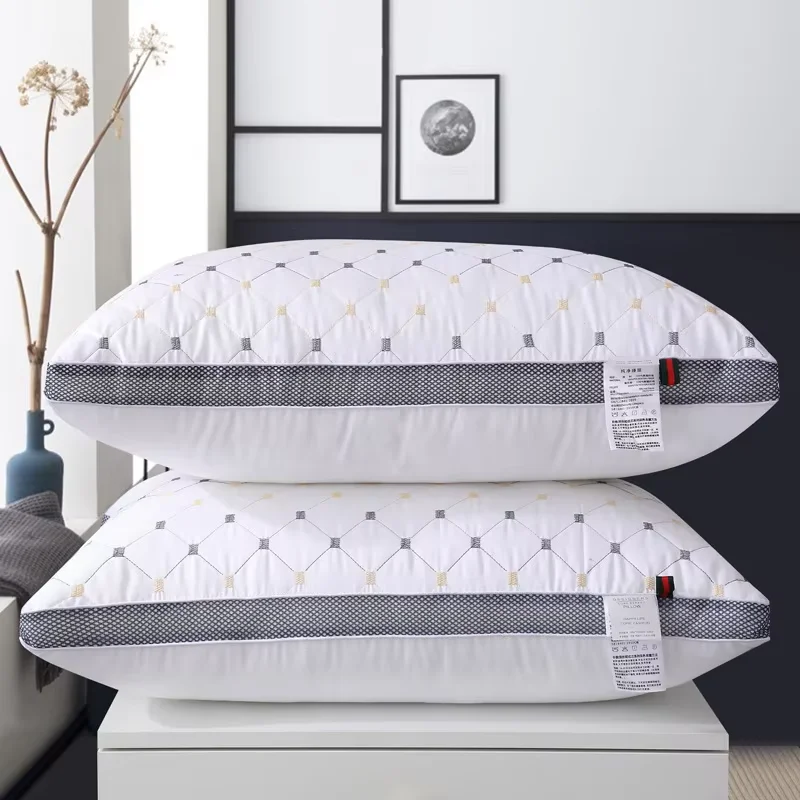 Five-Star-Hotel-Queen-Size-Bed-Pillows-Soft-High-Quality-Embroidery-Quilting-Feather-Silk-Pillow-with-Custom-Logo
