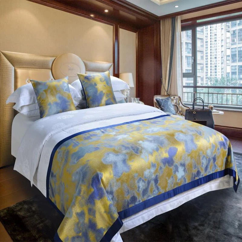 Five-Stars-Hotel-Using-Jacquard-Design-50-210cm-100-Polyester-Bed-Runner