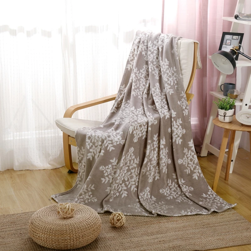 Flannel-Fleece-Brown-Snowflake-Surface-Printing-Cutting-Blanket-Soft-Warm-Polyester-Raschel-Blanket