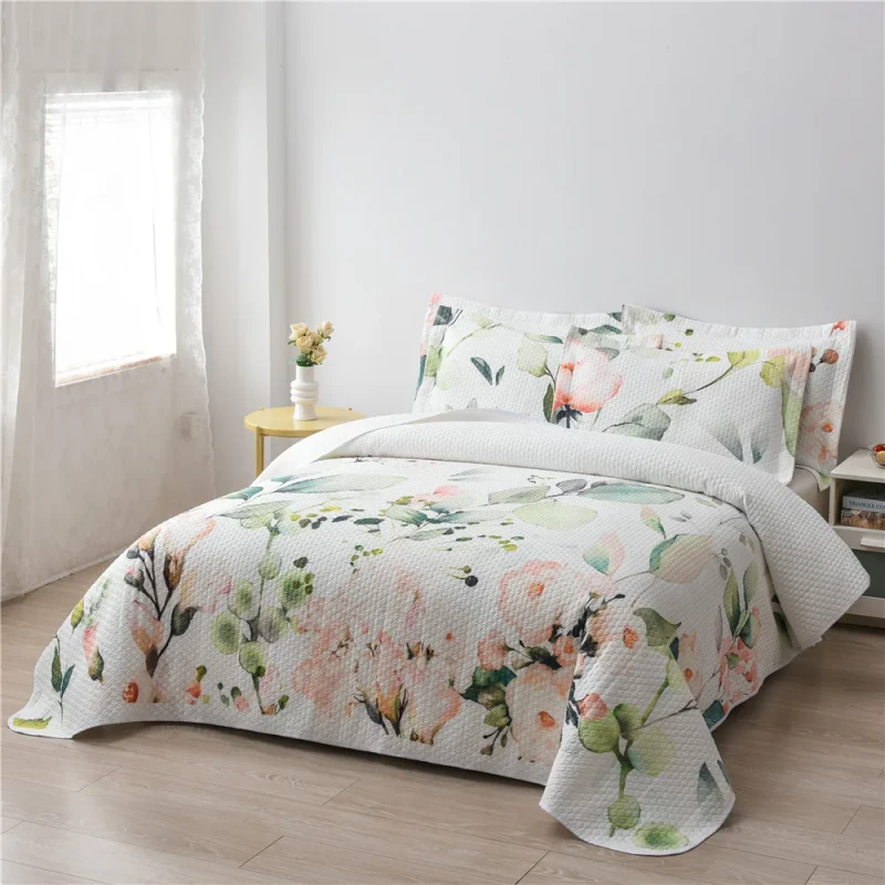 Floral-Design-Customized-Bedding-3-Piece-Coverlet-Sets-Quilt-Bedspread-Set