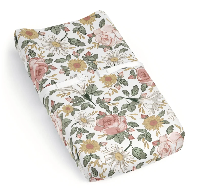 Floral-Girl-Baby-Changing-Pad-Cover-Sheet-Infant-Newborn-Diaper-Change-Mat-Cover