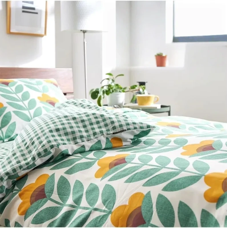 Floral-Patterned-Customizable-Duvet-Cover-Pillowcase-Set-Disposable-Home-Hotel-Use-Pigment-Printed-T-C-Material-Washable